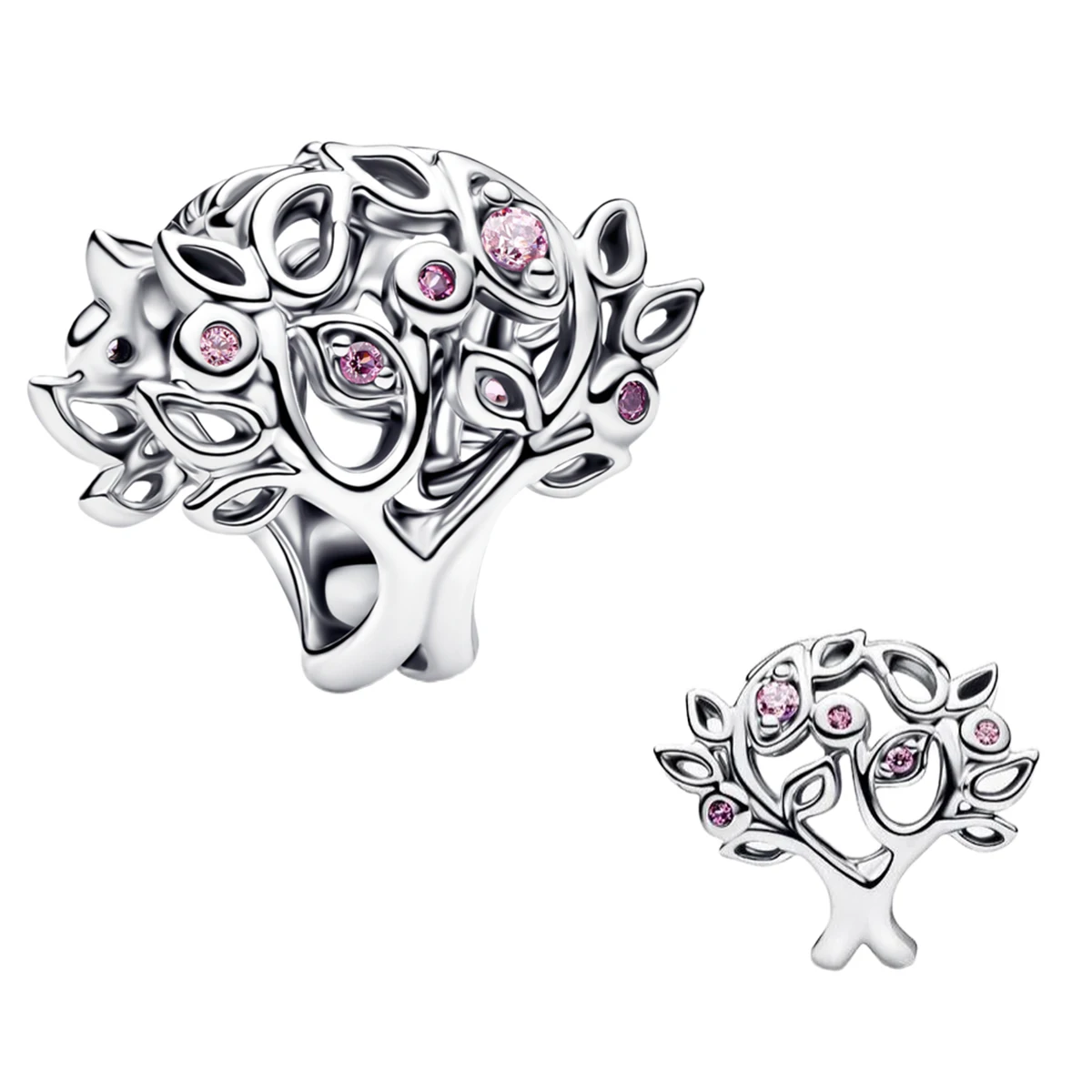S925 Silver Plated Family Tree of Life Tree Heart Infinity Charms Beads Enamel Inlaid Gem DIY Bracelet Gift Fine Fashion Jewelry
