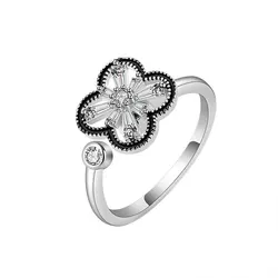Black Awn 2023 New Flower Wedding Rings for Women 925 Sterling Silver Jewelry Engagement Ring Bague C504