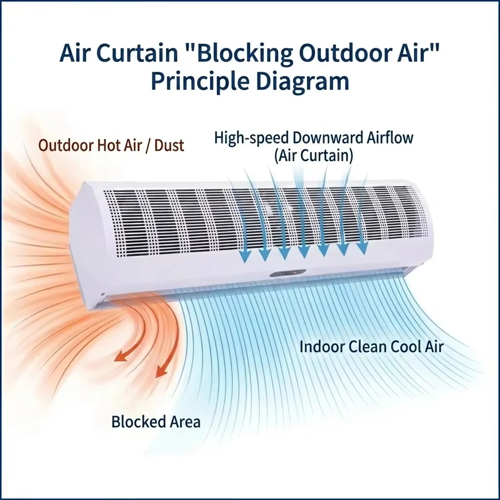 Electric Heated Air Curtain for Shop Mall Entrance Low Noise PTC Heater Air Barrier 220V 900mm-1500mm Indoor Door Fan Pro