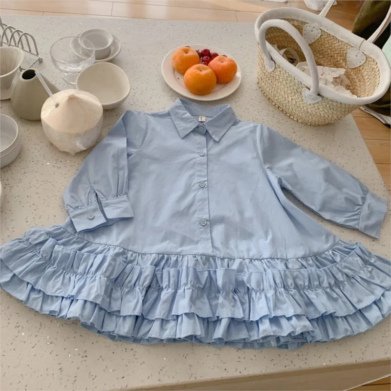 Fashion Baby Girl Cotton Long Sleeve Shirt Dress Infant Toddler Child Blouses Outfit Spring Autumn Baby Casual Clothes 1-10Y