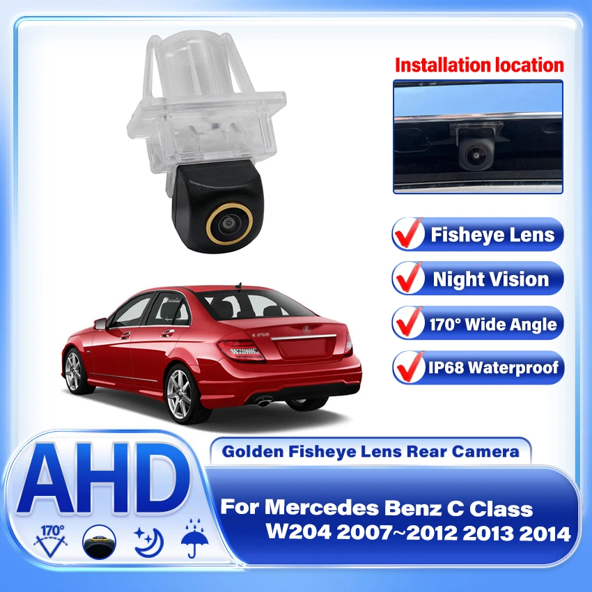 AHD CCD 1920×1080P 170° Car Rear View Reverse Backup Golden fisheye lens Camera For MB For Mercedes Benz C Class W204 2007~2014