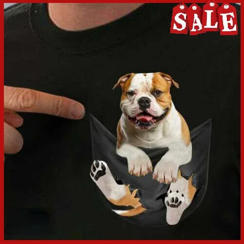 Bulldog no bolso engraçado amante do cão cão mãe presente camiseta 100% algodão o-pescoço verão manga curta casual masculino camiseta tamanho S-3XL