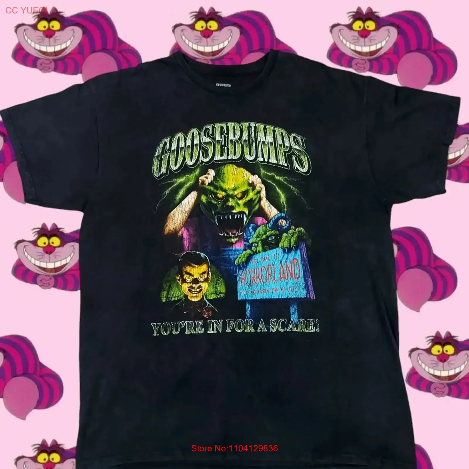 90s vtg Goosebumps Horror Black Short sleeve T shirt Classic tee NH17267 vintage Washed graphic Breathable