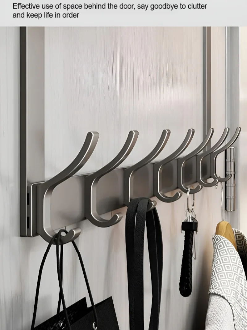 7 Hooks Wallmounted Door Hook Clothes Coat Hat Towel Hanger Home Bathroom Organizer Rack Hooks Kitchen Accessories Holder