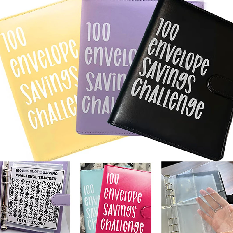 （100 Envelope Challenge）Binder Couple Challenge Event Notepad Savings Folder Budget Planner Book Money Envelopes Organizer Gifts