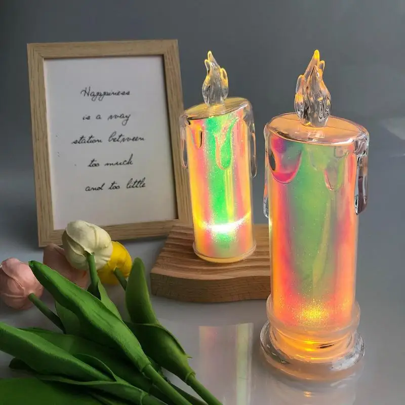 Flameless Votive Candles Colorful Flickering Electric Fake Candles For Christmas Wedding Festival Halloween Table Decoration