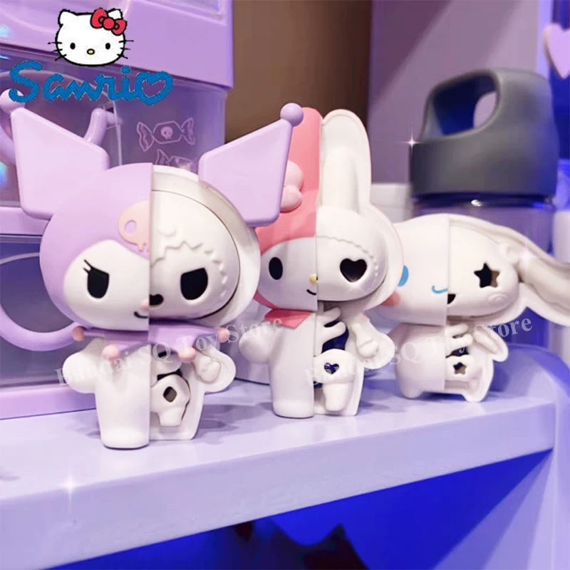 

Фигурки героев мультфильма Bandai Sanrio, оригинальные куклы-карандаши в коробке с черепом, меламония, Курами, Хелл Китти, Сборная модель, игрушка