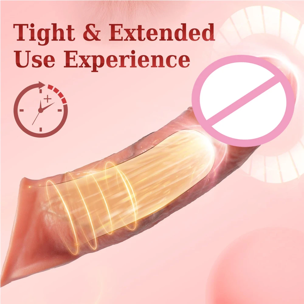 Realistic Penis Cock Sleeve Vibrator  Hollow Dildo Silicone Ejaculation Delay G-Spot Stimulator  Adult Sex Toys For Men Pleasure