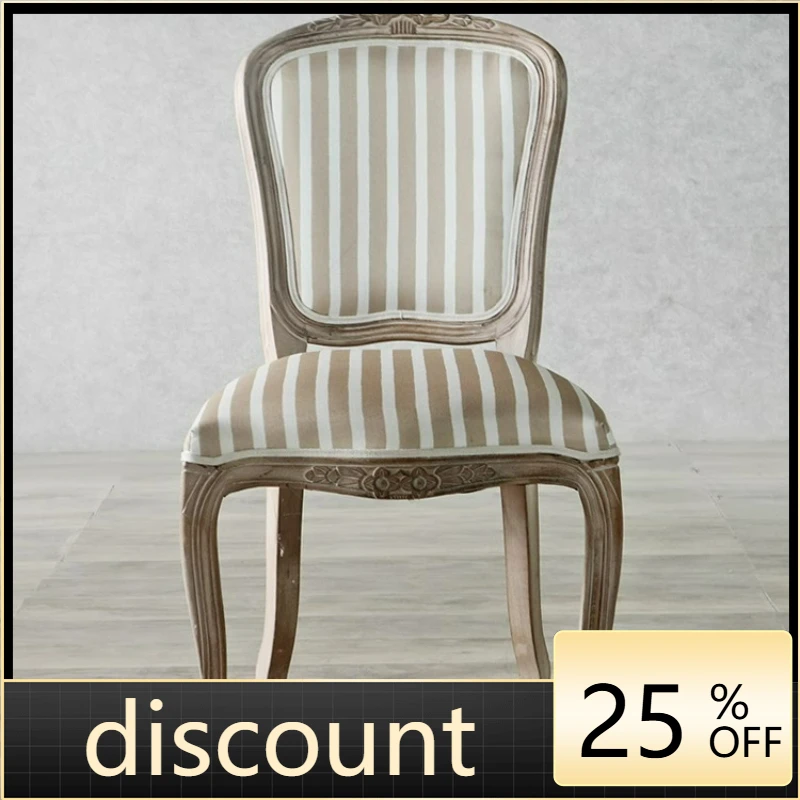 

LTT French pastoral dining chair American country old style soft bag back chair home retro chair