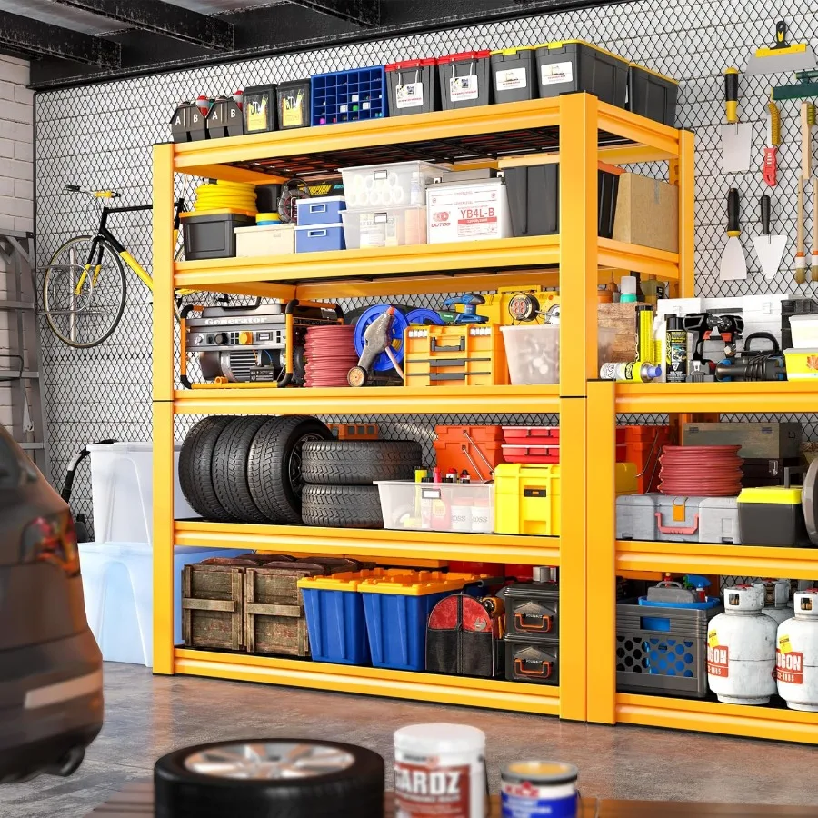 وحدة رفوف معدنية شديدة التحمل من 5 طبقات مع سعة تحميل 3000 رطل لتخزين مستودع الطابق السفلي وارتفاع قابل للتعديل والمنتجعات الصحية #5