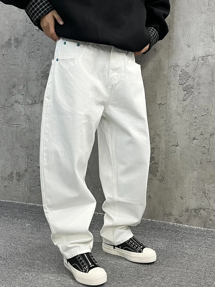 

Мужские повседневные брюки свободного прямого кроя белого цвета с агатовым синим оттенком, в стиле ретро, из плотной ткани, износостойкие и грязеотталкивающие, для весеннего сезона