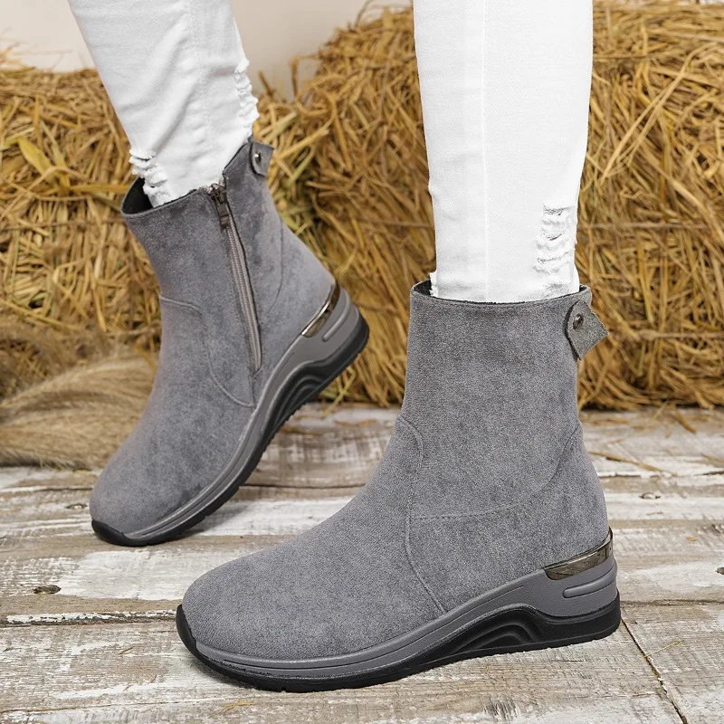 

Women Ankle Boots Wedges Suede Shoes Casual Sport Shoes 2025 Trend New Fashion Winter Woman Sneakers Walking Botas Mujer Zapatos