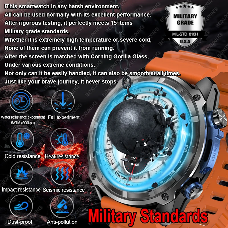 Jam Tangan Pintar Militer GPS Baru Pria Peta Offline 5ATM Tahan Air Memori 4GB 860 mAh Pemutar Video Kompas Jam Tangan Pintar Olahraga Renang