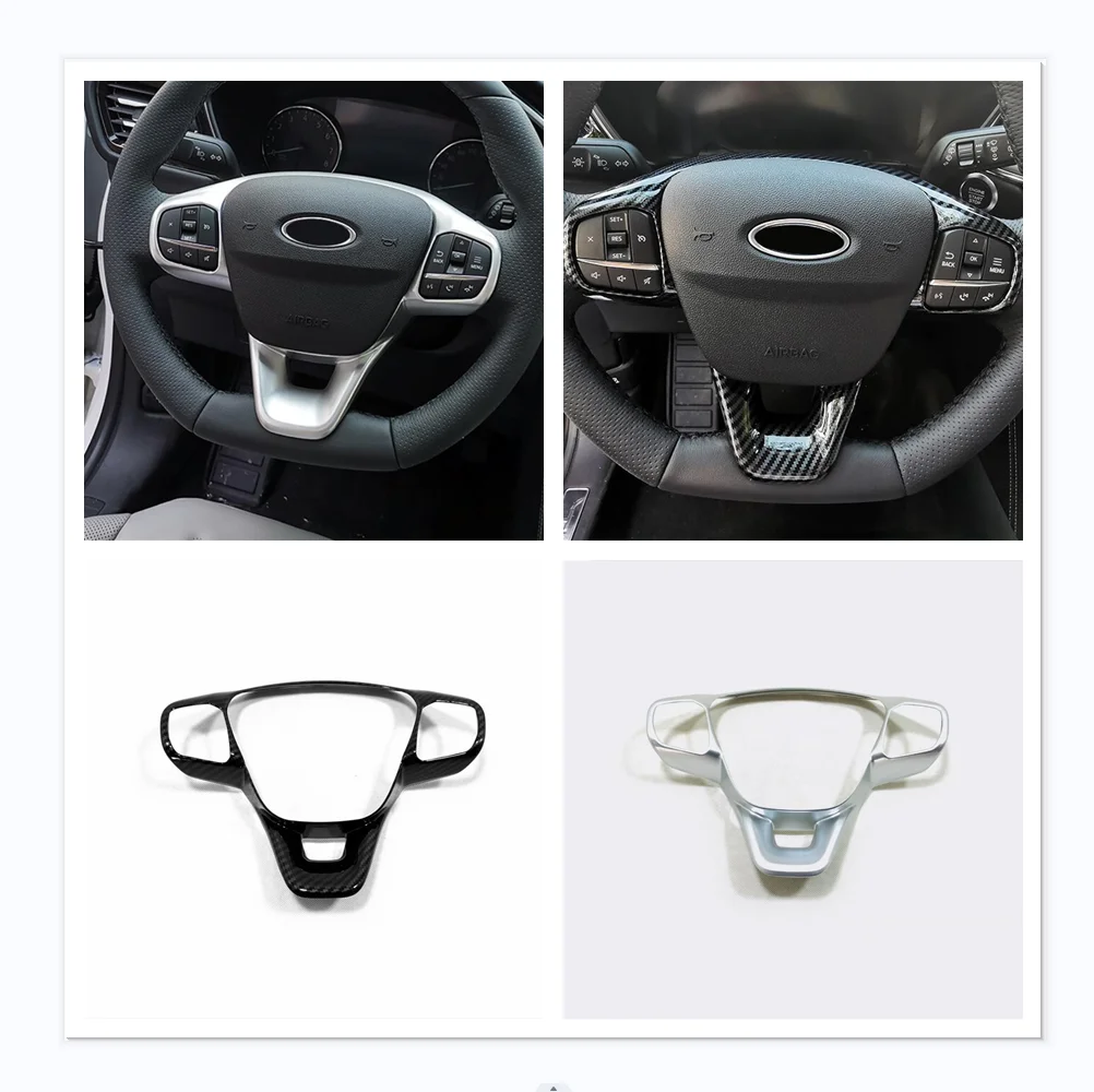 

For Ford Fiesta MK8 2017 2018 2019 Accessories ABS Carbon Fiber/Matte/ Car Steering Wheel Trim Control Button Frame Cover