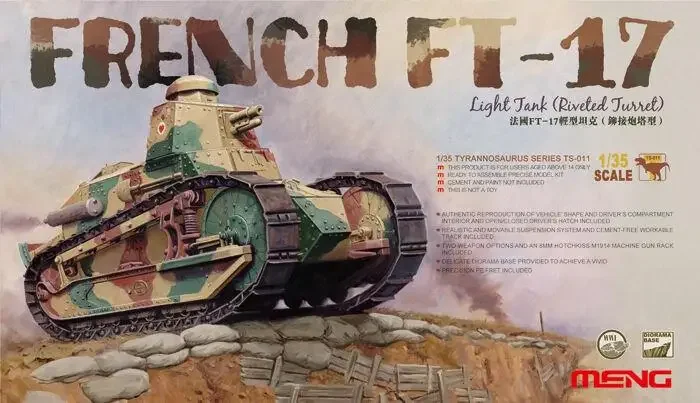 

Meng Model TS-011 1/35 French FT-17 Light Tank (Riveted Turret) plastic model kit,model building Model kit