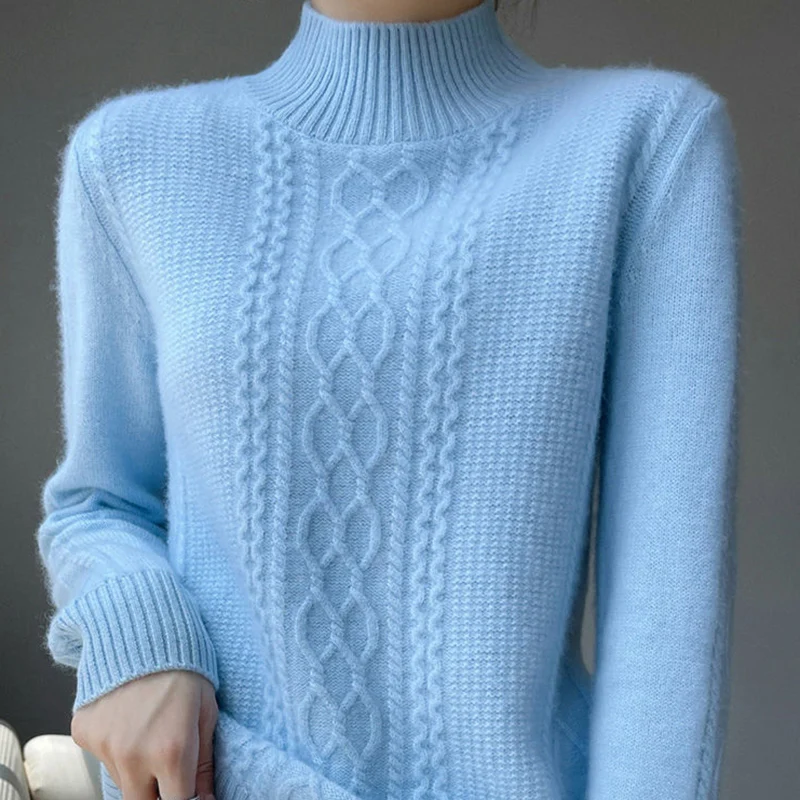 Pull en cachemire pour femme, col mi-haut, fil mince, pull élégant pour femme, mode décontractée, automne, hiver, nouveau, 2023