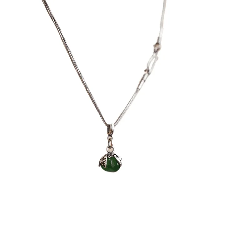 

Pure silver everything goes well cat's eye persimmon national style new Chinese style versatile national style necklace female