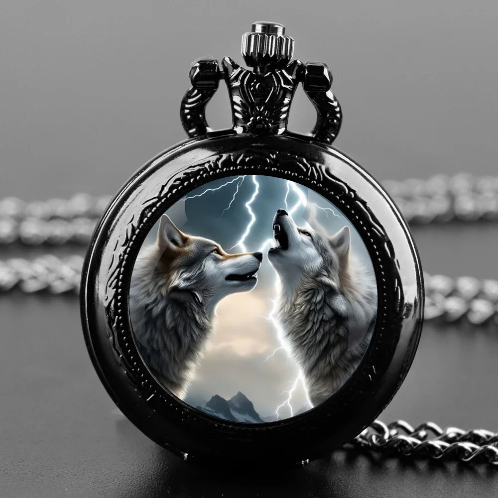 Крутой дизайн волка, графические винтажные кварцевые карманные часы для женщин, мужчин и детей, ювелирные аксессуары, ожерелье, цепочка, часы, уникальный подарок