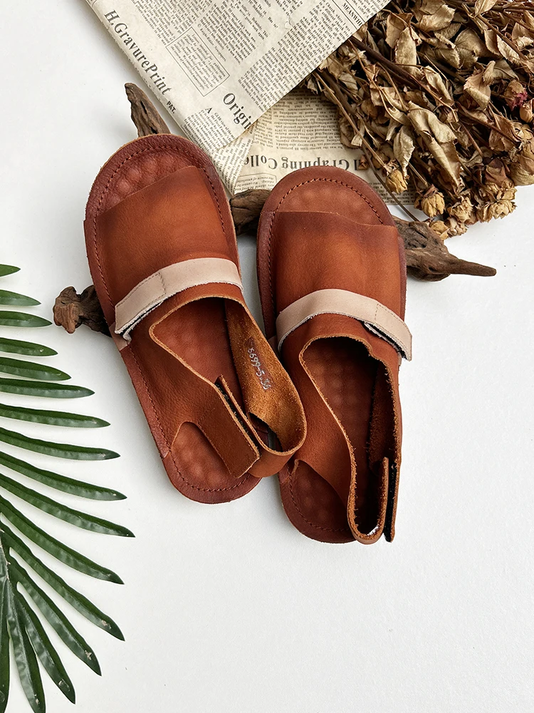 Careaymade-New Hot Genuine leather soft surfaces comfortable handmade women\'s sandals,Summer cowhide massage sole Roman sandals