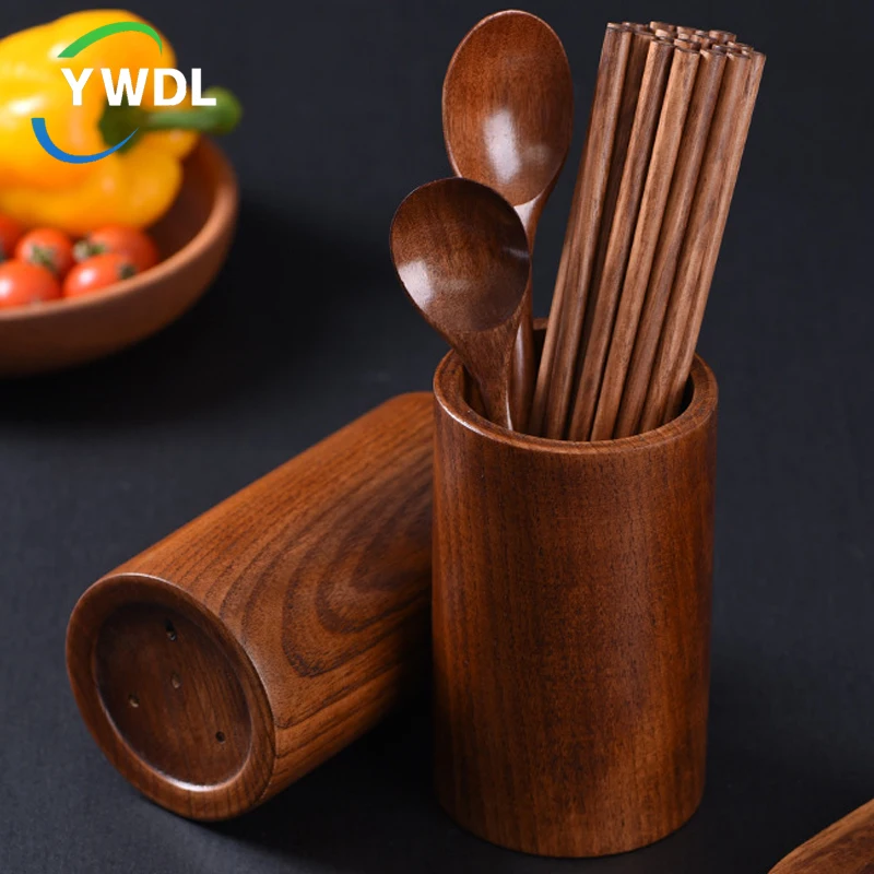 

Kitchen Utensil Holder Wooden Chopsticks Storage Holders Kitchen Supplies Drainage Chopstick Cage