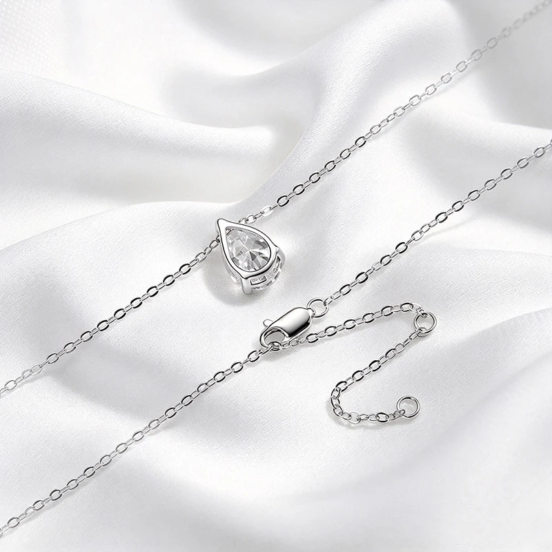 Smyoue 인증 1CT 2CT 배 컷 D VVS1 Moissanite 목걸이 여성용 18... - 4