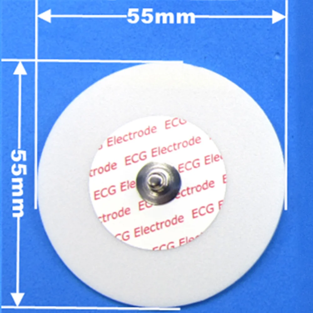 YD55 Jednorazowy elctroder dla dorosłych rozmiar 55mm podstawowa podkładka przycisków foma z żelem przewodzącym Ag/Agcl do łączenia kabla EKG 50szt