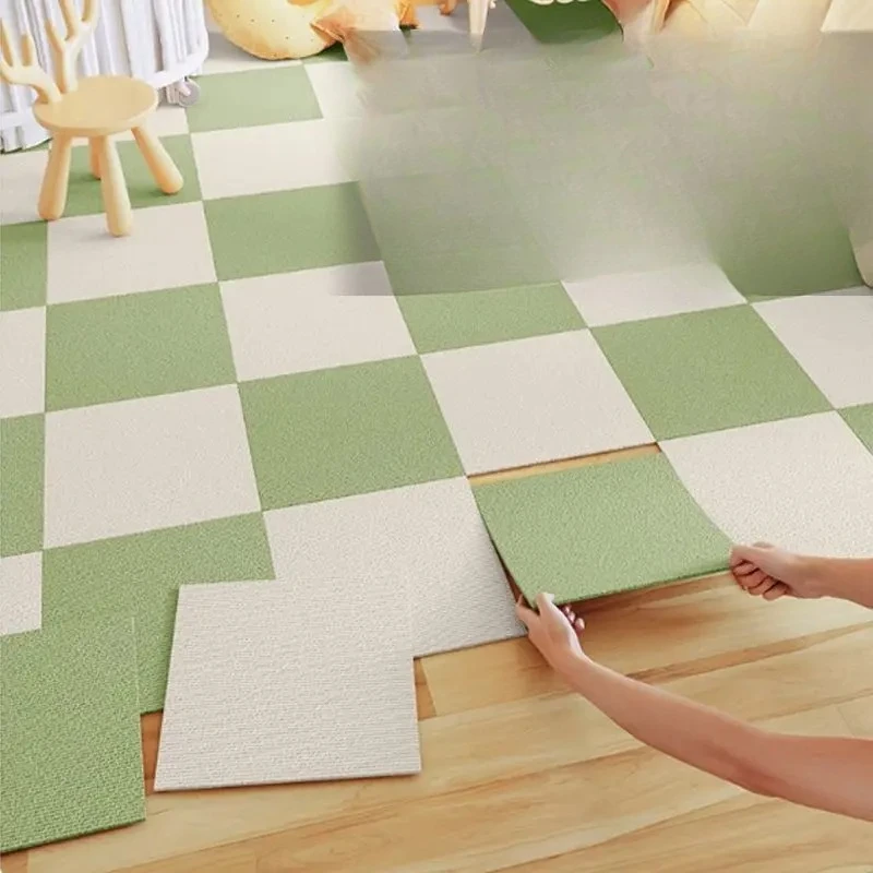 New Splicing Square Bedroom Carpet for Home Use Electrostatic Adsorption Washable Anti Slip Floor Block Mat Keep Warm Cushion