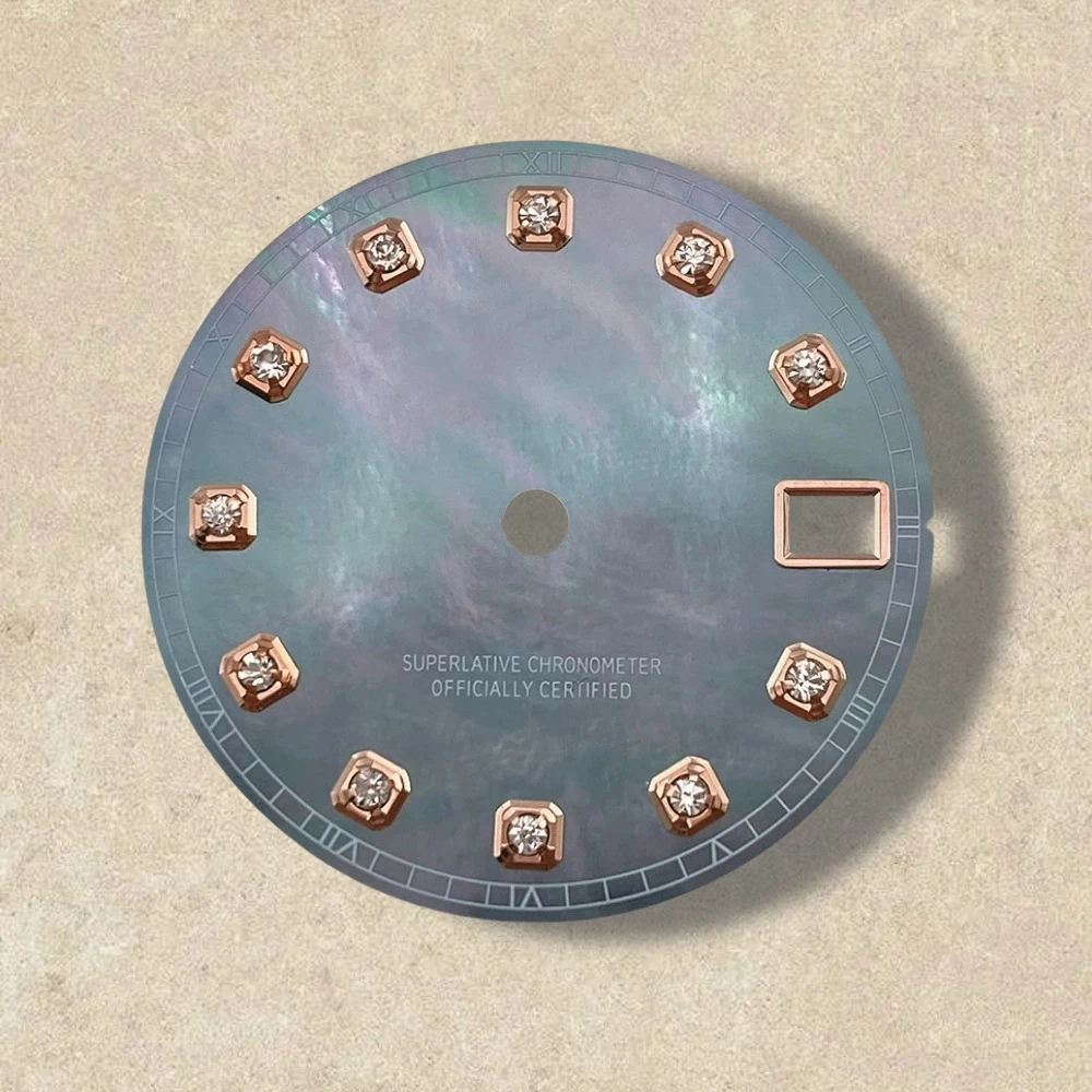 Quadrante con diamanti Fritillaria con logo S da 28,5 mm, adatto al movimento giapponese NH35/NH36/4R/7S, accessori per la modifica dell'orologio di alta qualità