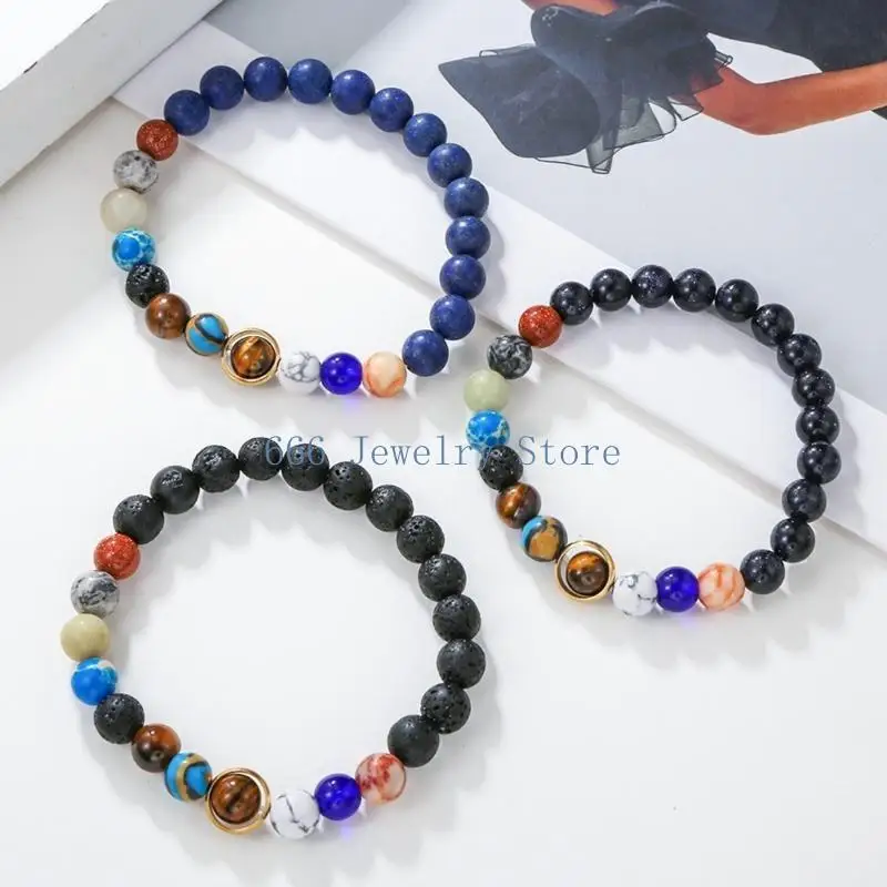 F2TD Multipurpose Starry Bead Bracelet Sturdy Stone Wristband with Adjustable Fit Jewelry Accessory for All Ages