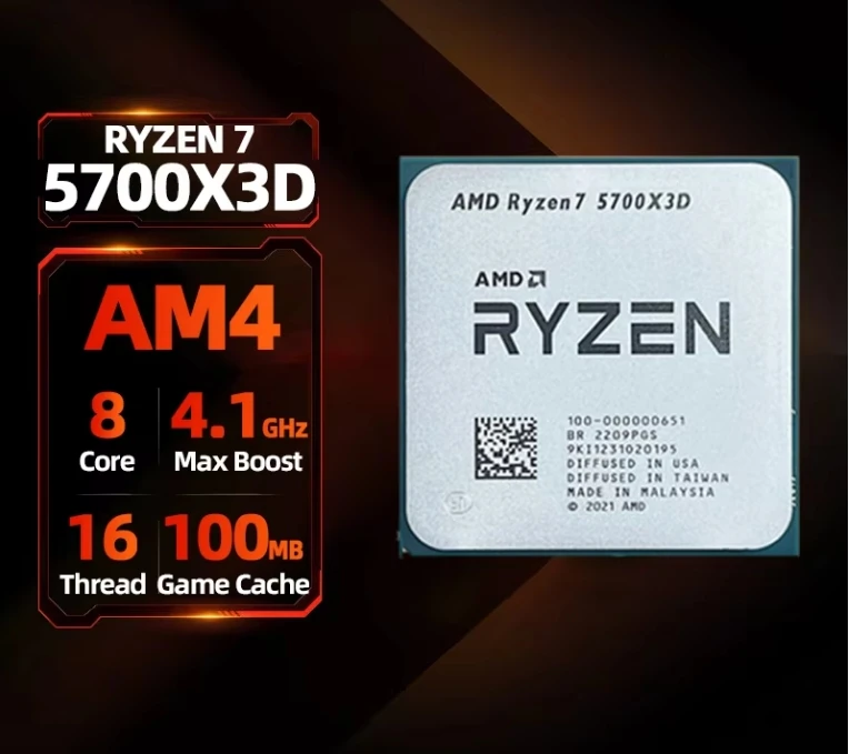 AMD Ryzen 7 5700X3D Boxed CPU With 8 Cores and 16 Threads Accelerates Up to 4.1GHz Socket AM4 CPU Processor