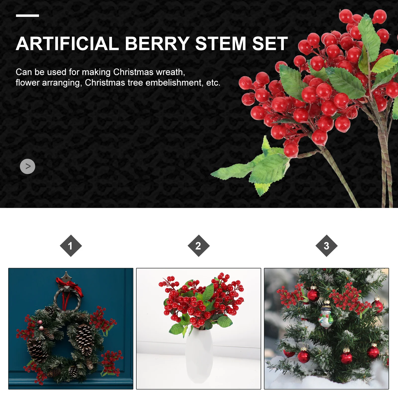 

5Pcs Artificial Berry Stems Red Berry Decoration for Holiday Christmas Wreath Flower Arranging Supplies Party Use