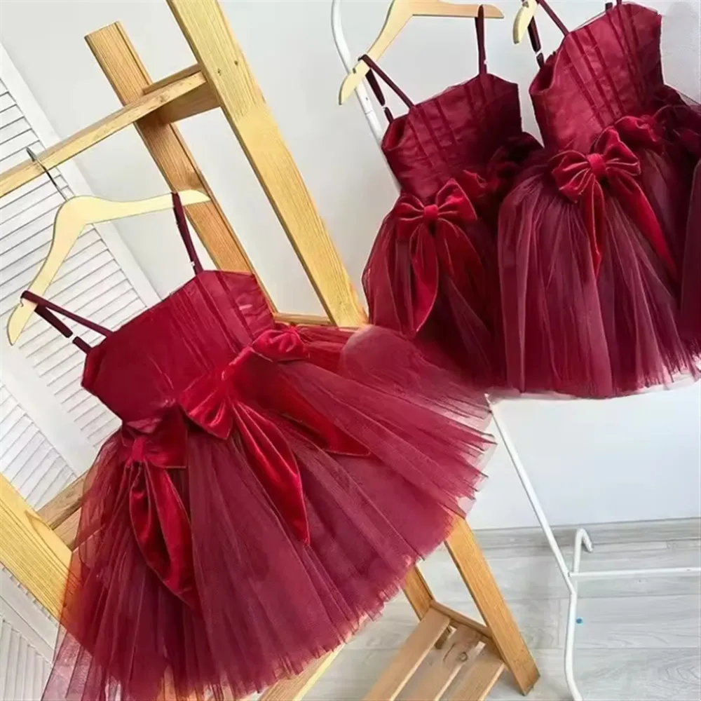 Sling Princess Gown Flower Girl Wedding Dress Children New Birthday Party Outfit Formal Event Matching Performance Wear Dress