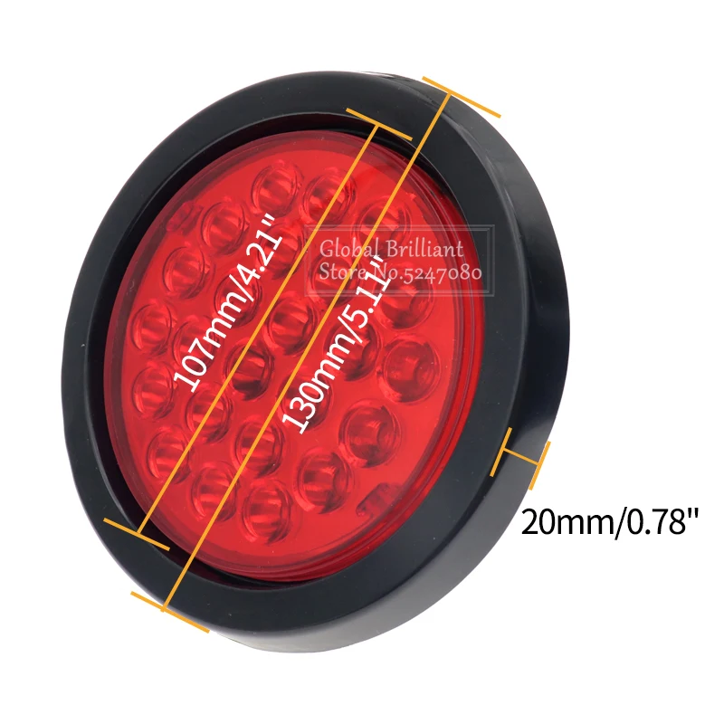 24V Car Truck Trailer Round Rear Tail Lights Turn Singal Light Reflector Brake Stop Side Marker Warning Lights Red Yellow White