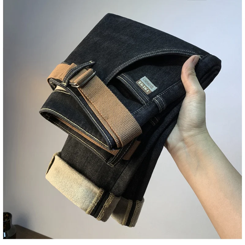 

2026 зимние флисовые теплые джинсы, мужские модные новые свободные джинсовые повседневные брюки Harun