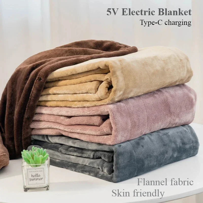 USB Heated Fever Blanket Lumbar and Back Woman Electric Heating Pad 10W 5V Covered Flannel Fabric Queen Mat 140x80CM Size