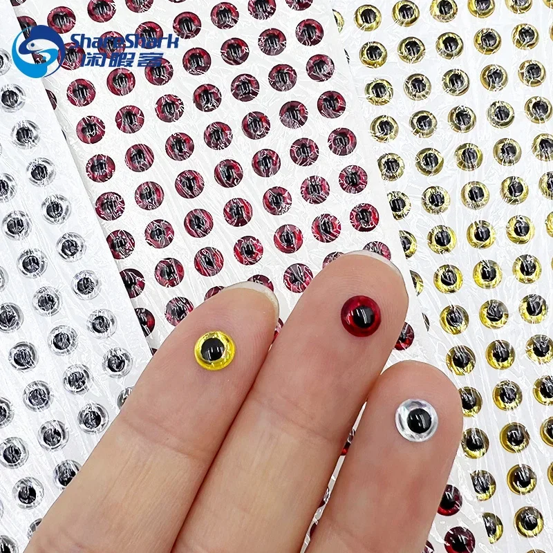 500 PCS Lifelike Artificial Holographic 3D Fake Eyes for Making Fishing Lure Fly Tying DIY Tool Deep Sea Fishing Lure Eyes