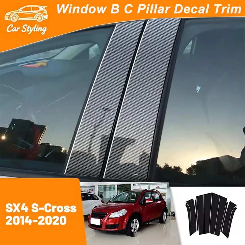 

For Suzuki SX4 S-Cross 2014-2020 2015 2016 2017 2018 Carbon Fiber Window Door Column Deal B C Pillar Post Cover Trim Sticker