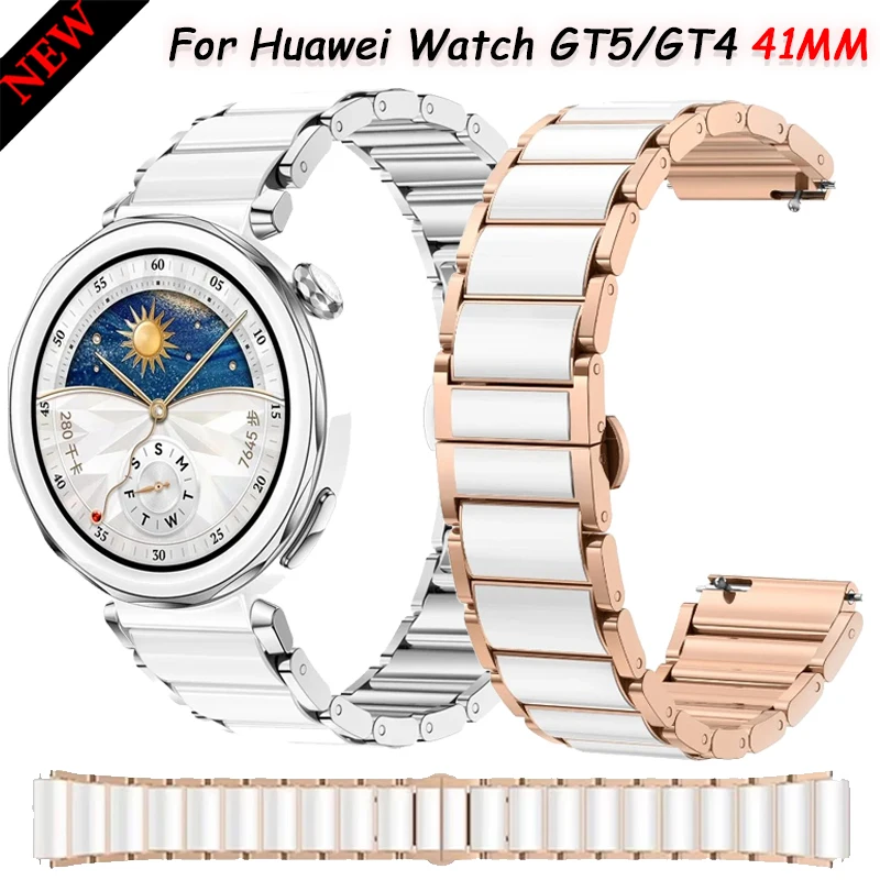 

18mm Ceramics Strap For Huawei Watch GT5 Pro 42mm Women's business Replacement bracelet Wristband for Huawei Watch GT 5 4 41MM