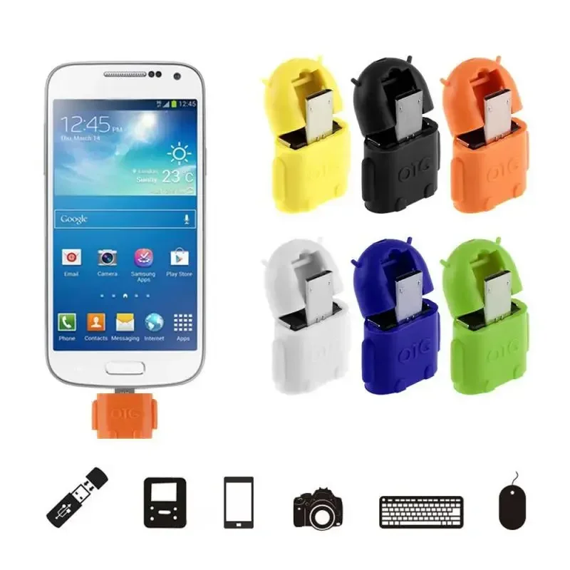 Android OTG Robot Conversion Head Usb Tablet Mobile Phone U Disk Connection V8 Card Reader Portable Cable USB Adapter