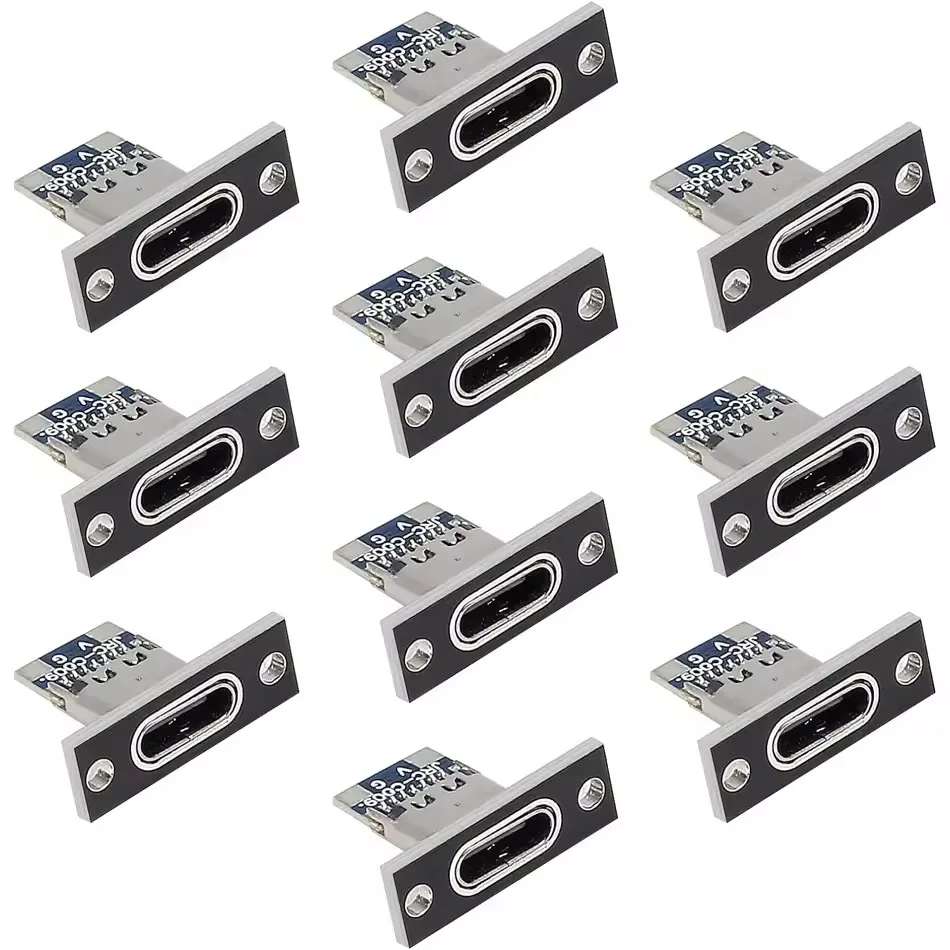 1/5/10pcs Type-C USB Jack 3.1 Type-C 2/4 Pin Female Connector Jack Charging Port USB 3.1 Type C Socket with Fixing Plate