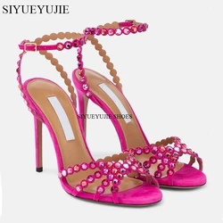 2023 New brand Sequined Crystal Women Sandals Sexy Spike High heels Gladiator sandals Summer Wedding Prom Shoes Sandalias Mujer