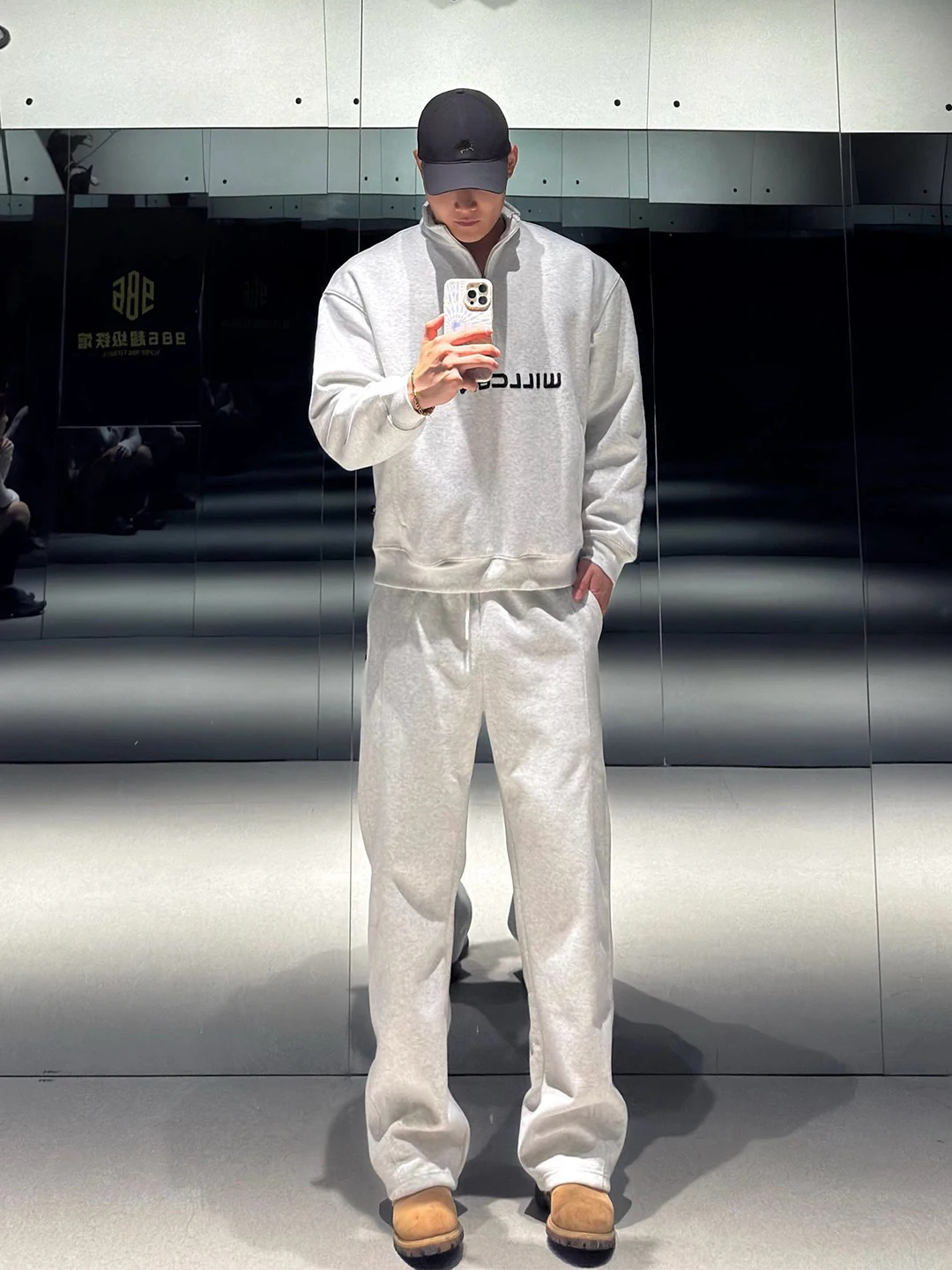 

Cleanfit Heavyweight Men's Fitn Sports ey Sports Pants Autumn White Flower ey Fitn Trousers Straight Leg Casual Pants