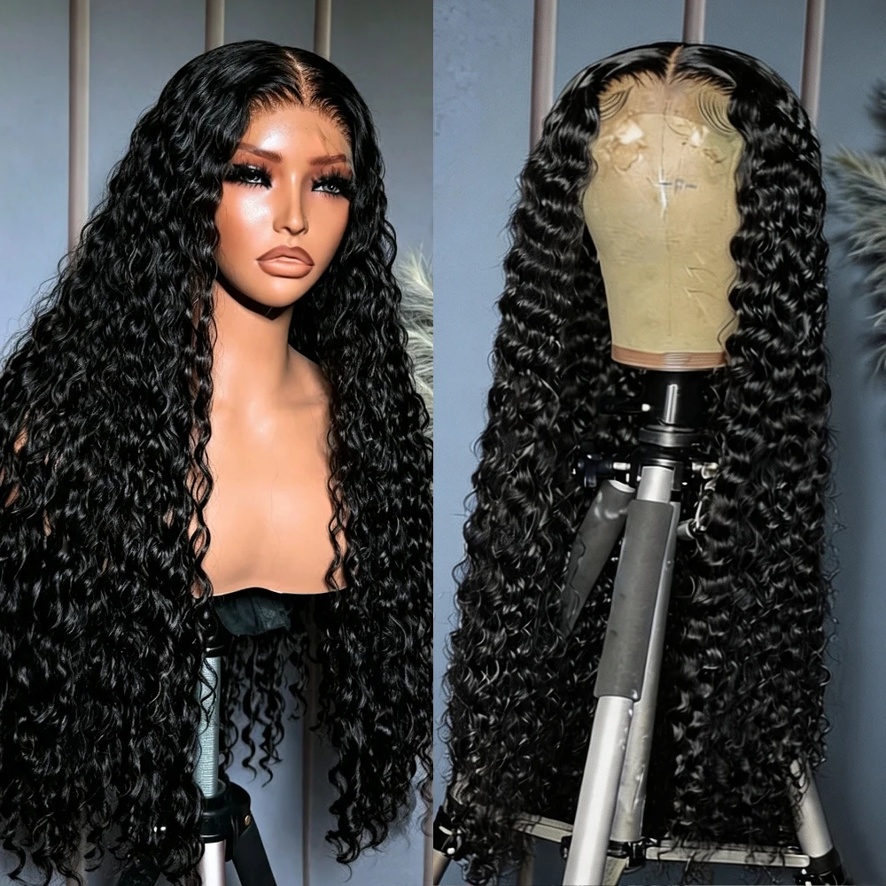 250% Density 13x4 HD Lace Front Human Hair Curly Wig 30 40 Inch 13x4 HD Transparent Lace Frontal Deep Wave Wigs Pre Plucked Human Hair For Black Women