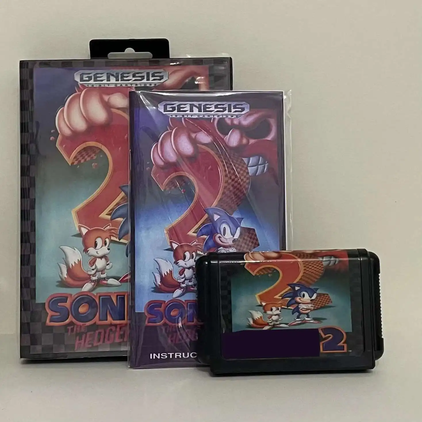Sonic 2 مع صندوق ودليل لنظام Genesis لخرطوشة الألعاب Sega MD 16 بت