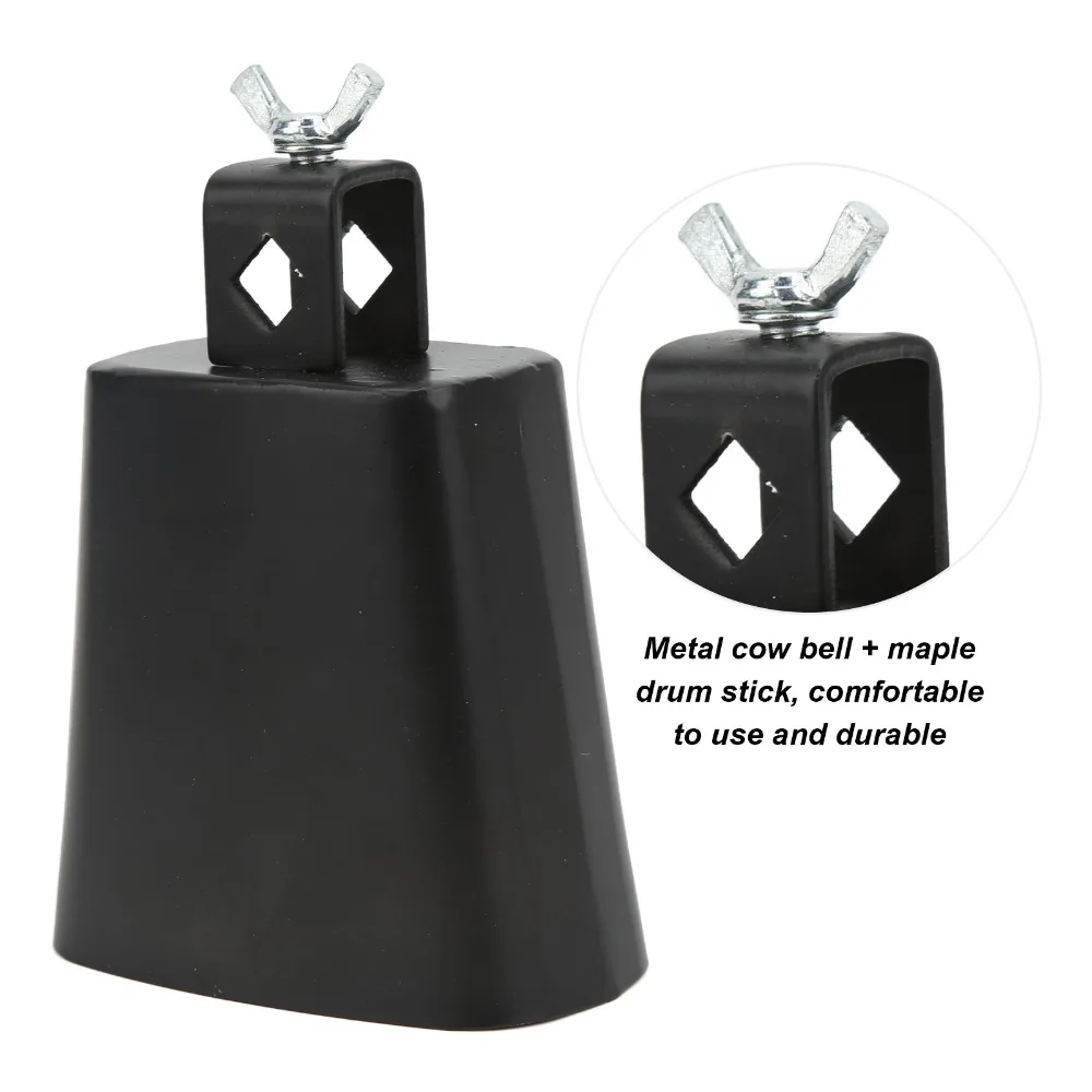 Metal Cow Bell​ ​4 Inch/5 Inch Black ​Noise Maker​ ​Loud Sound​ ​With Stick​ ​Hand Percussion Instrument​
