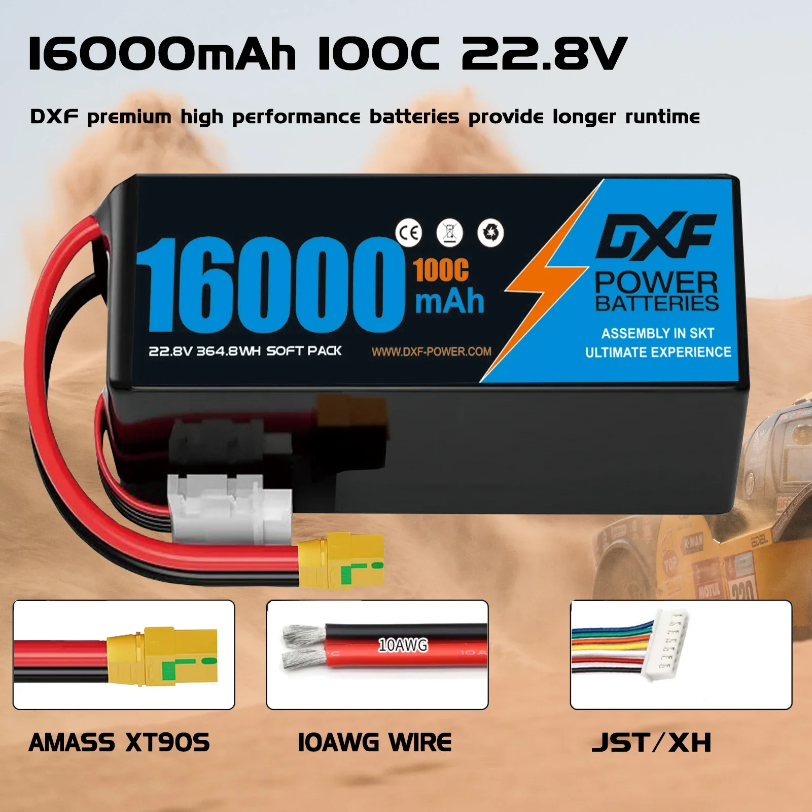 1PCS DXF 16000mAh 22.8V 100C Lipo Batteries for RC Car 6S 7000mAh RC Lipo Battery with XT60 EC5 XT90 Deans Plug