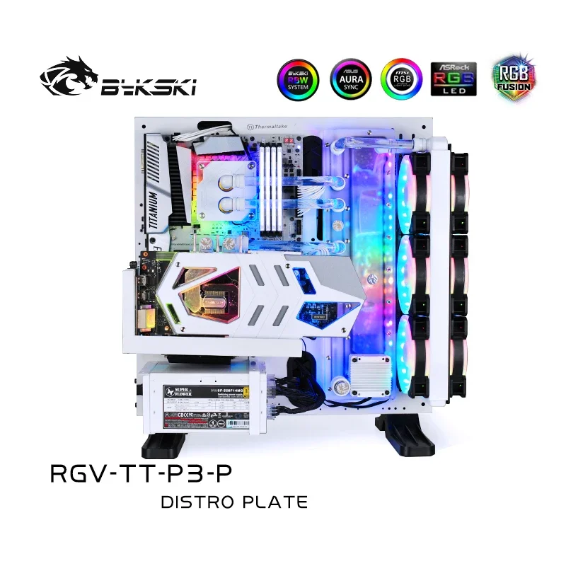 Imagem -06 - Bykski Rgv-tt-p3-p Placa de Distribuição para Caixa Thermaltake Core p3 Bomba Reservatório de Placa de Via Navegável para Sistema de Resfriamento de Água de pc