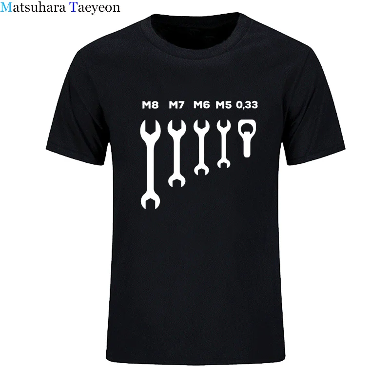 Funny T Shirts Wrench Jaw Spanner Beer Car Mechanic Men T Shirt Short Sleeve O Neck T Shirts Men 2022 Summer New Tops