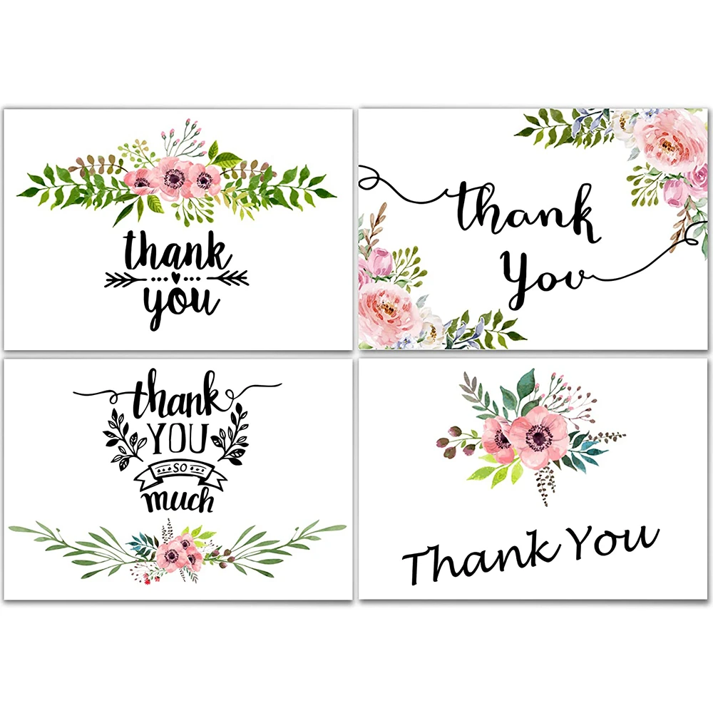 30pcs Flower Color Thank You For Your Order Card For Small Shop Mailer Bags Gift Decoration Card For Small Business