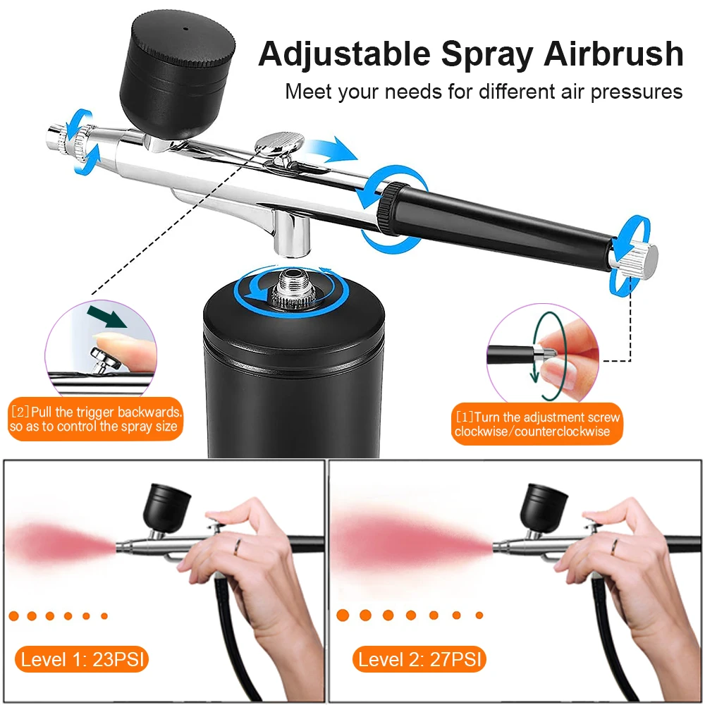 Airbrush with Compressor Airbrush Spray Gun for Paint Painting Modeling Crafts Nail Art Cake Portable Wireless Spray Gun Kit